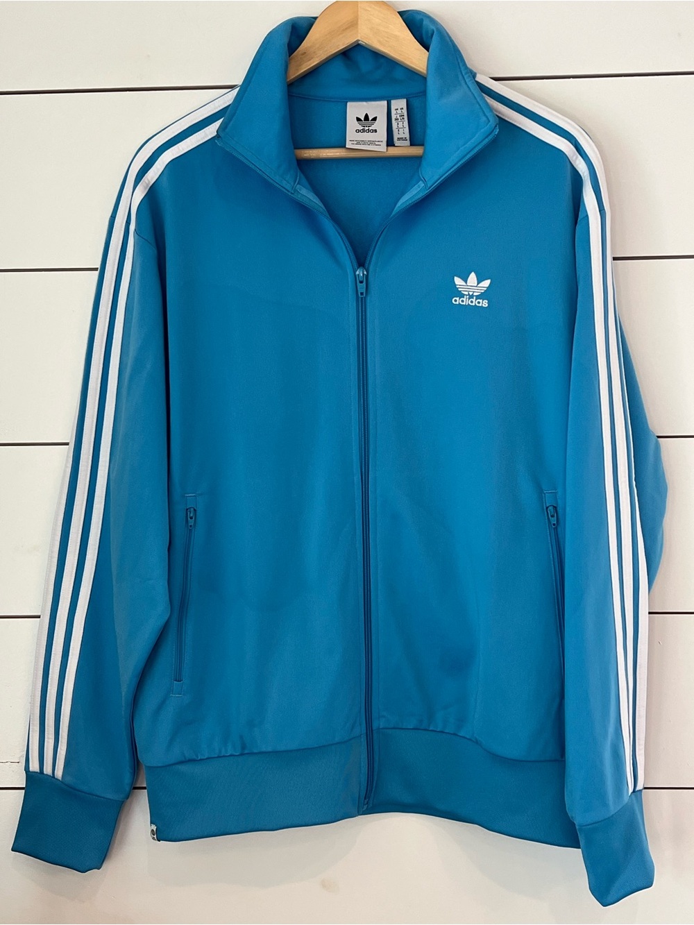 adidas Men's Teal Blue 3‑Stripe Track Jacket